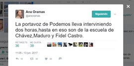 Ana Oramas se queja del largo discurso de Montero, siguiendo la estela a Chávez, Maduro y Fidel Castro
