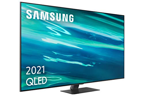 Samsung QLED 4K 2021 55Q80A - Smart TV de 55" con Resolución 4K UHD, Procesador QLED 4K con Inteligencia Artificial, Quantum HDR10+, Direct Full Array, Motion Xcelerator Turbo+, OTS y Alexa Integrada