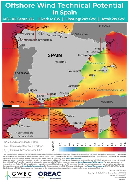 Potencial de energía eólica offshore en España