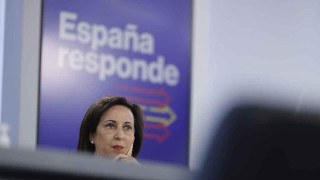 Margarita Robles, ministra de Defensa, en la rueda de prensa posterior al Consejo de Ministros.