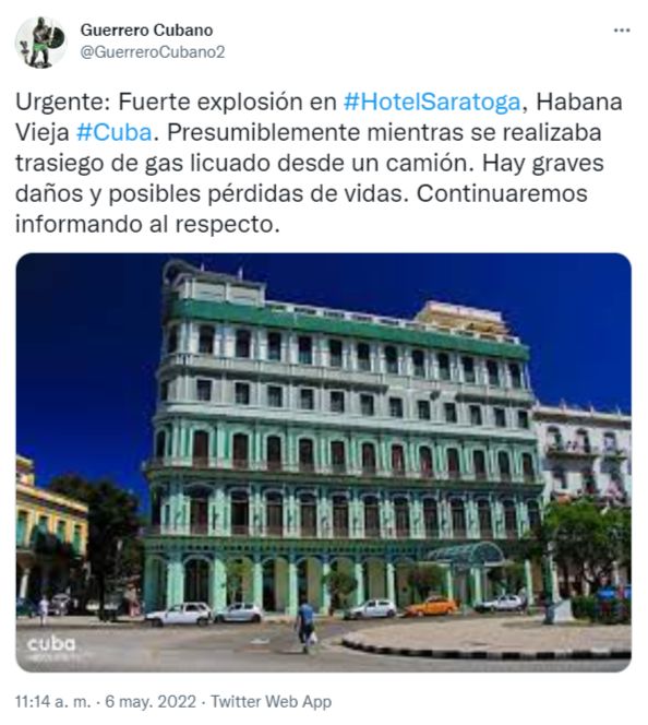 hotel Saratoga la Habana explosión