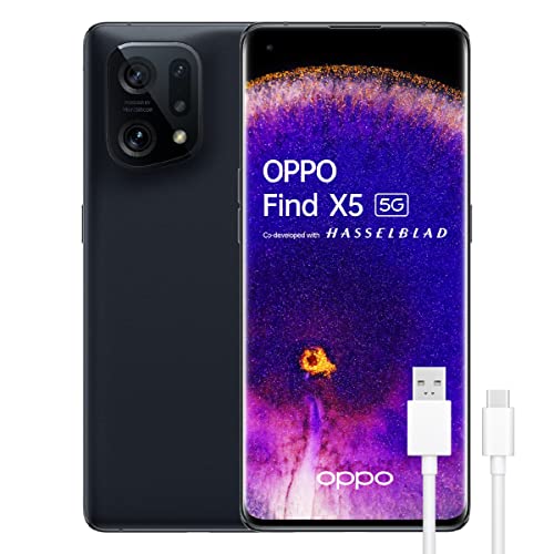 OPPO Find X5 5G - Teléfono Móvil libre, 8GB+256GB, Cámara 50+50+13+32 MP, Smartphone Android, Batería 4800 mAh, Carga Rápida 80W, Dual SIM - Negro