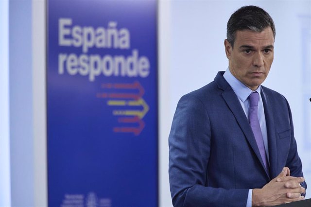 El presidente del Gobierno, Pedro Sánchez, comparece tras la reunión del Consejo de Ministros Extraordinario, en el Palacio de la Moncloa, a 22 de junio de 2022, en Madrid (España).