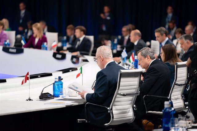 El primer ministro italiano, Mario Draghi, en la cumbre de la OTAN celebrada en Madrid.