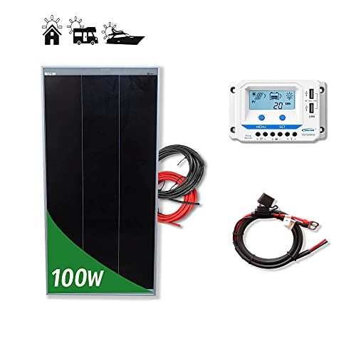 Kit 100W PRO 12V panel solar placa monocristalina Tecnología Shingled cells de alta eficiencia para caravanas autocaravanas
