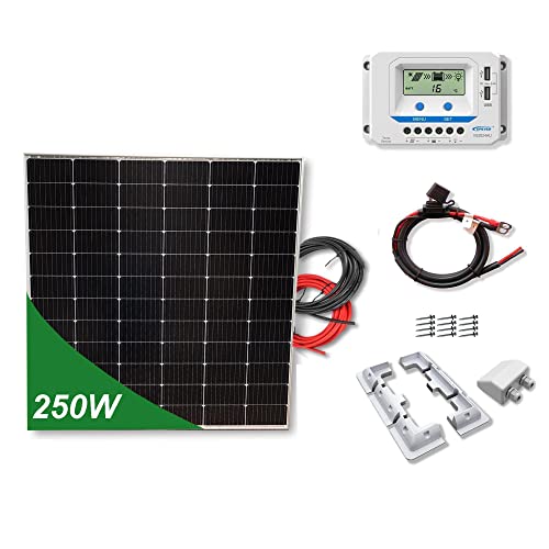 Kit 250W CAMPER 12V panel solar placa monocristalina células PERC de alta eficiencia