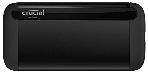 Crucial CT1000X8SSD9 X8-SSD portátil 1TB, de hasta 1050 MB/s, USB 3.2, Unidad de estado sólido externa USB-C, USB-A, Color Negro (Black)