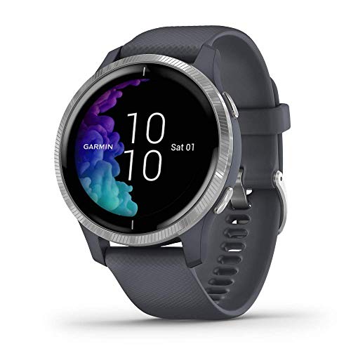 Garmin Venu - Reloj inteligente GPS con una elegante pantalla brillante para un estilo de vida activo, color azul granito