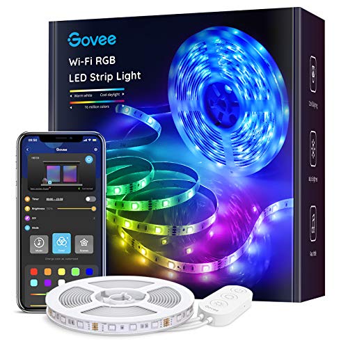 Govee Tiras LED Alexa 5m, Luces LED Habitacion WiFi Inteligente RGB Funciona con Alexa, Google Assistant y App, 64 Modo de Escena y Música para TV, Techo y Juego Electrónico