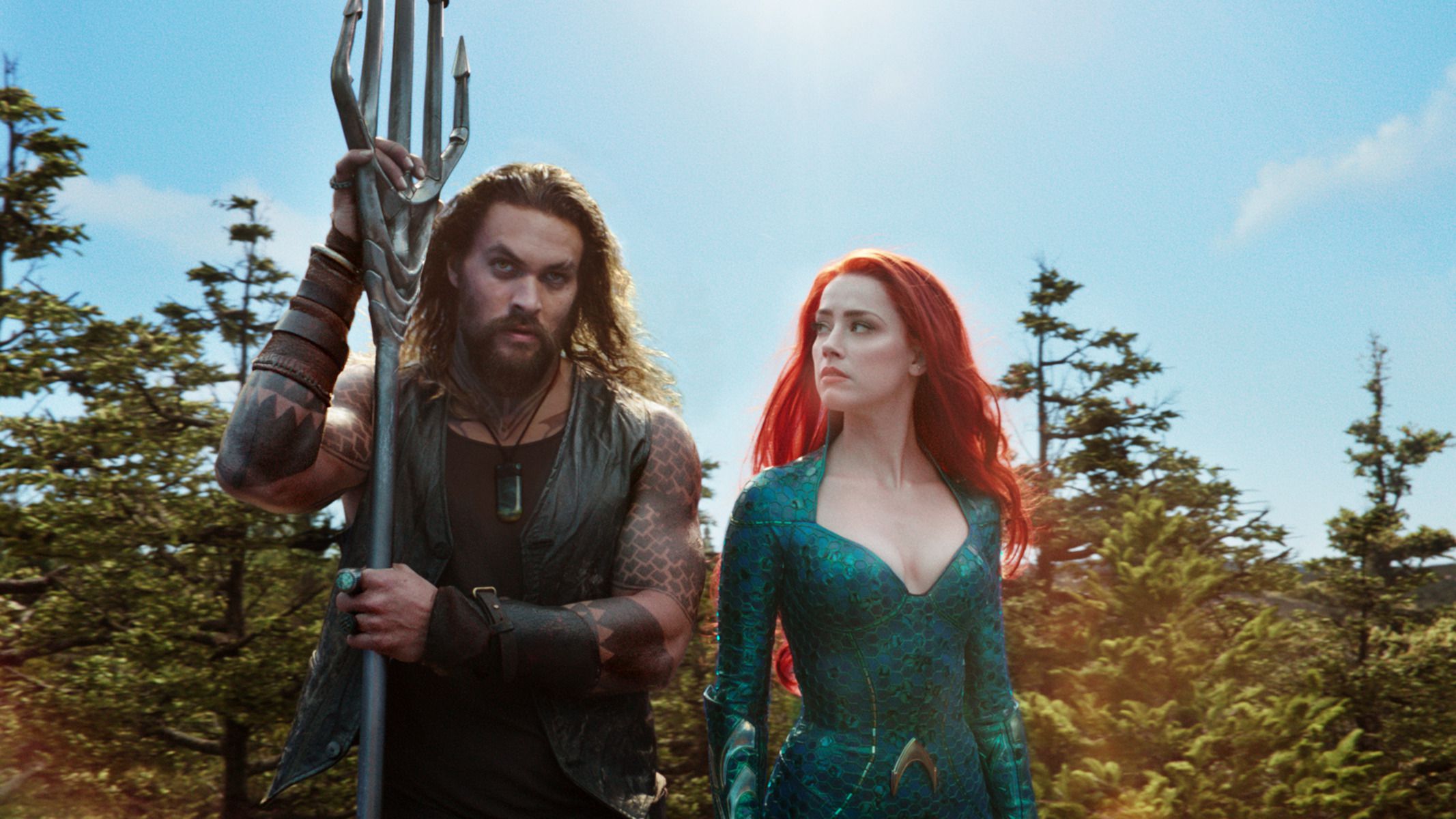 Jason Momoa y Amber Heard protagonizaron la primera entrega de 'Aquaman' en el cine.  Ahora ella, como la princesa Mera, tiene menor participación en la segunda parte del filme.