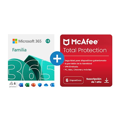 Microsoft 365 Familia + McAfee Total Protection 2022 | 6 Dispositivos