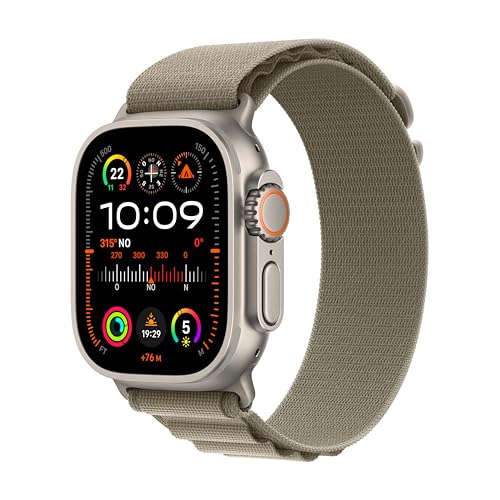 Apple Watch Ultra 2 [GPS + Cellular] Smartwatch con Caja de Titanio Resistente de 49 mm y Correa Loop Alpine Verde Oliva - Talla M. Monitor de entreno, GPS de Alta precisión, Neutro en Carbono