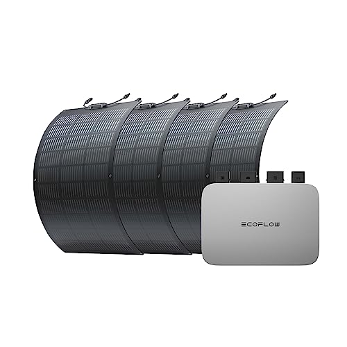 Kit EcoFlow PowerStream, 4 paneles solares flexibles de 100 W y un inversor de conexión a red, WiFi, control de la app, de fácil instalación, compatible con estaciones de energía y Smart Plugs EcoFlow