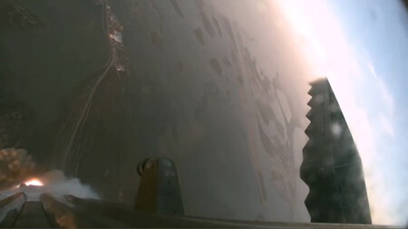 Punto de vista de Super Heavy en el segundo lanzamiento integral de Starship