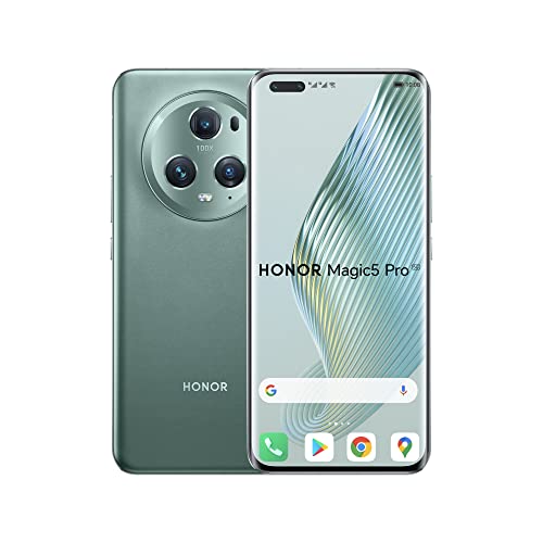 HONOR Magic5 Pro 5G, Smartphone de 12+512GB, Snapdragon 8 Gen 2, Pantalla HDR Quad-Curved de 6,81" y 120 Hz, Cámara Triple con IA de 50 MP, Enorme batería de 5100 mAh, Dual SIM, Android 13, Verde
